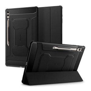 SPIGEN RUGGED ARMOR PRO tok álló (aktív FLIP, ütésállóság, TRIFOLD, asztali tartó, ceruza tartó) FEKETE Samsung Galaxy Tab S9 Ultra LTE (SM-X916), Galaxy Tab S9 Ultra WIFI (SM-X910), Galaxy Tab S8 Ultra LTE (SM-X906)