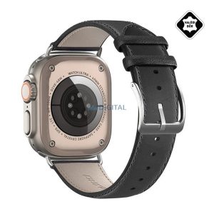 DUX DUCIS YS pótszíj (egyedi méret, valódi bőr, állítható) FEKETE Apple Watch Series 9 41mm, Watch Series 8 41mm, Watch Series 7 41mm