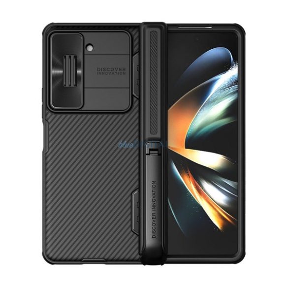 NILLKIN CAMSHIELD FOLD műanyag telefonvédő (szilikon keret, közepesen ütésálló, kamera védelem, kitámasztó) FEKETE Samsung Galaxy Z Fold5 5G (SM-F946)