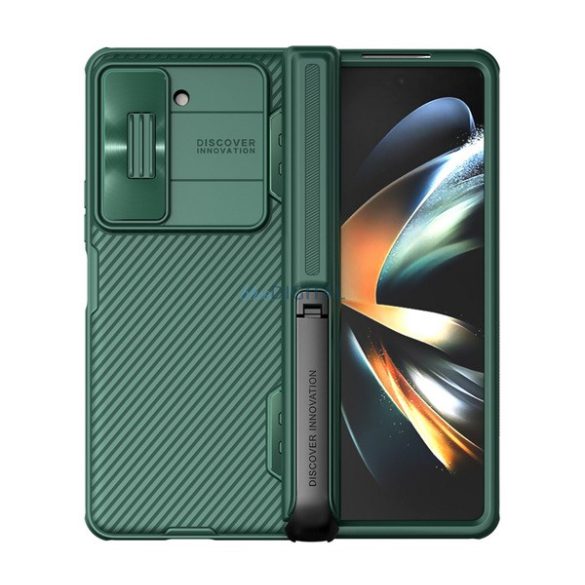 NILLKIN CAMSHIELD FOLD műanyag telefonvédő (szilikon keret, közepesen ütésálló, kamera védelem, kitámasztó) SÖTÉTZÖLD Samsung Galaxy Z Fold5 5G (SM-F946)
