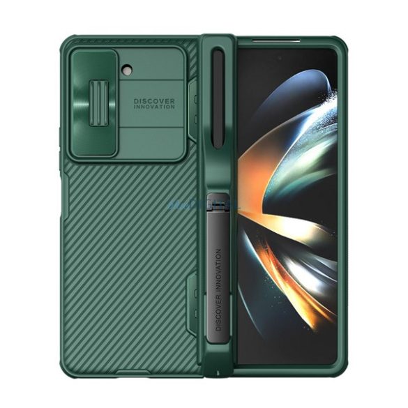 NILLKIN CAMSHIELD PRO műanyag telefonvédő (szilikon keret, közepesen ütésálló, kamera védelem, S Pen tartó) SÖTÉTZÖLD Samsung Galaxy Z Fold5 5G (SM-F946)