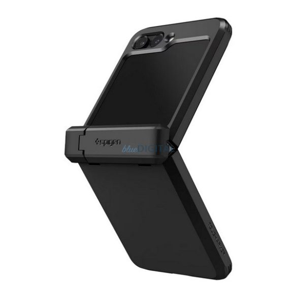 SPIGEN TOUGH ARMOR műanyag telefonvédő (szilikon keret, közepesen ütésálló, kitámasztó) FEKETE Samsung Galaxy Z Flip5 5G (SM-F731)