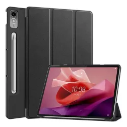   Tok álló, bőr hatású (aktív FLIP, oldalra nyíló, TRIFOLD, asztali tartó, ceruza tartó) FEKETE Lenovo Tab P12 (TB370)
