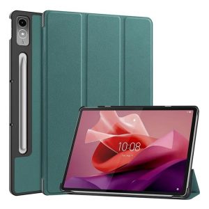 Tok álló, bőr hatású (aktív FLIP, oldalra nyíló, TRIFOLD, asztali tartó, ceruza tartó) SÖTÉTZÖLD Lenovo Tab P12 (TB370)