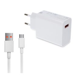   XIAOMI hálózati töltő USB aljzat (33W, PD gyorstöltő + Type-C kábel) FEHÉR