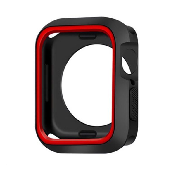 Szilikon keret (BUMPER, ütésállóság) FEKETE/PIROS Apple Watch Series 9 45mm, Watch Series 8 45mm, Watch Series 7 45mm