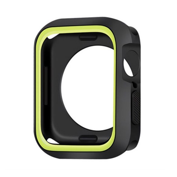 Szilikon keret (BUMPER, ütésállóság) FEKETE/VILÁGOSZÖLD Apple Watch Series 9 45mm, Watch Series 8 45mm, Watch Series 7 45mm