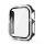 Műanyag keret (BUMPER, csillogó + kijelzővédő üveg) FEKETE / EZÜST Apple Watch Series 9 45mm, Watch Series 8 45mm, Watch Series 7 45mm