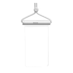   BASEUS AQUAGLIDE vízhatlan/vízálló tok, AQUA (univerzális, IPX8, nyakba akasztható, csúszózár, 7.2" méret) FEHÉR