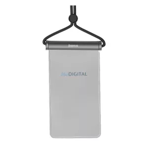 BASEUS AQUAGLIDE vízhatlan/vízálló tok, AQUA (univerzális, IPX8, nyakba akasztható, csúszózár, 7.2" méret) FEKETE