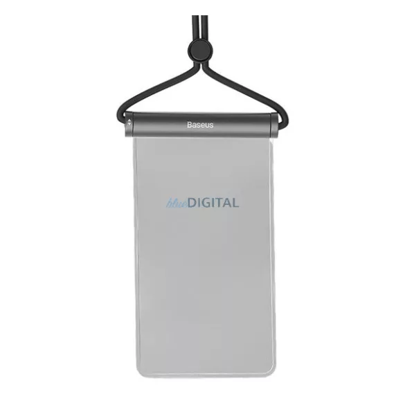 BASEUS AQUAGLIDE vízhatlan/vízálló tok, AQUA (univerzális, IPX8, nyakba akasztható, csúszózár, 7.2" méret) FEKETE