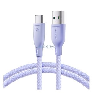 JOYROOM adatkábel (USB - Type-C, 100W, gyorstöltő, 100cm, cipőfüző) LILA