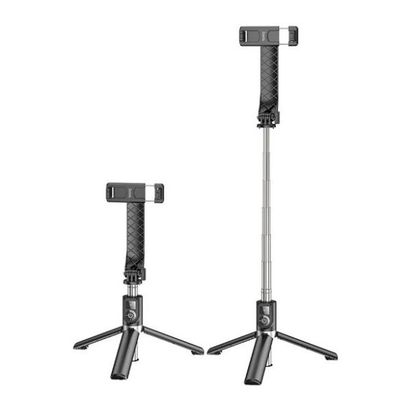 HOCO K20 szelfibot (univerzális, tripod állvány, állítható, bluetooth távkioldó, 98cm, 4.5-7.0" méret) FEKETE