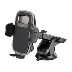   HOCO H15 autós tartó (műszerfalra, szélvédőre, tapadókorongos, 360°, állítható kar, 4.5-7" méret) FEKETE