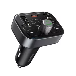 BASEUS S-09 PRO bluetooth FM transmitter autós töltő 2 USB/Type-C aljzat (v5.3, 5V/2.4A, 18W, LED kijelző) FEKETE