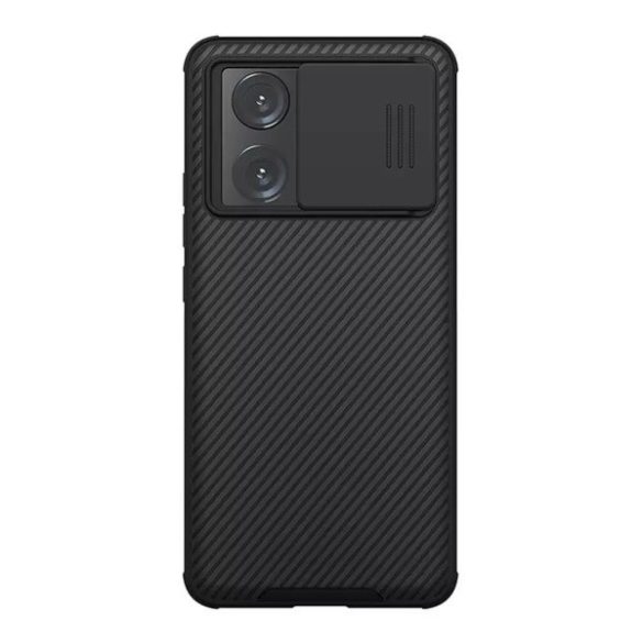 NILLKIN CAMSHIELD PRO MAGNETIC műanyag telefonvédő (közepesen ütésálló, kamera védelem, fémlemez, csíkos) FEKETE Xiaomi 13T Pro, 13T