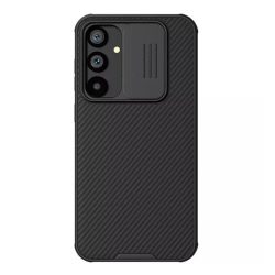   NILLKIN CAMSHIELD PRO műanyag telefonvédő (szilikon keret, ütésállóság, kameravédő, csíkos) FEKETE Samsung Galaxy S23 FE (SM-S711)