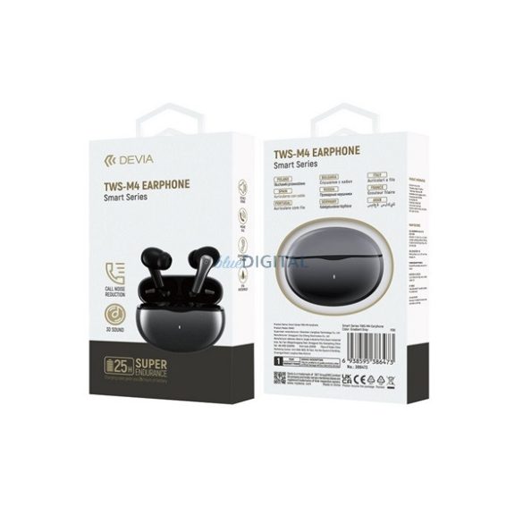 DEVIA SMART M4 bluetooth fülhallgató SZTEREO (v5.2, TWS, mikrofon, zajszűrő, vizálló + töltőtok) SÖTÉTKÉK
