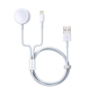 DEVIA SMART töltőkábel 2in1 (USB - lightning, Apple Watch töltő, wireless, PD gyorstöltő, 120cm) FEHÉR Apple IPAD, IPAD 2, IPAD (3rd Generation)