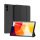 DUX DUCIS DOMO tok álló, bőr hatású (aktív FLIP, oldalra nyíló, TRIFOLD, asztali tartó funkció, textil minta) FEKETE Xiaomi Redmi Pad SE