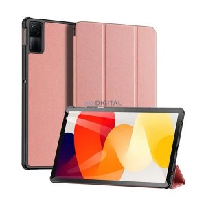 DUX DUCIS DOMO tok álló, bőr hatású (aktív FLIP, oldalra nyíló, TRIFOLD, asztali tartó funkció, textil minta) RÓZSASZÍN Xiaomi Redmi Pad SE