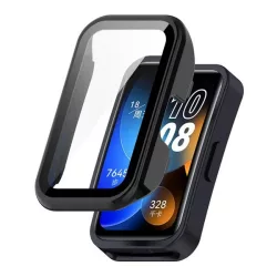   Műanyag keret (BUMPER, ütésállóság + kijelzővédő üveg) FEKETE Huawei Band 8