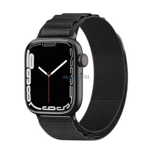 Pótszíj (egyedi méret, nylon, állítható, SPORT) FEKETE Apple Watch Series 9 41mm, Watch Series 8 41mm, Watch Series 7 41mm