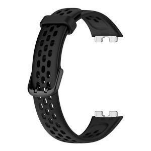 Pótszíj (egyedi méret, szilikon, lyukacsos, légáteresztő) FEKETE Huawei Band 8