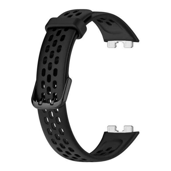 Pótszíj (egyedi méret, szilikon, lyukacsos, légáteresztő) FEKETE Huawei Band 8