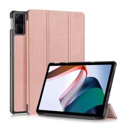   Tok álló, bőr hatású (aktív FLIP, oldalra nyíló, TRIFOLD, asztali tartó) ROZÉARANY Xiaomi Redmi Pad SE