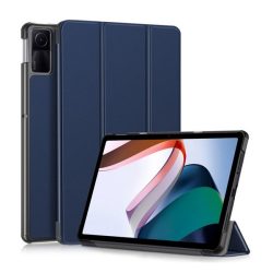   Tok álló, bőr hatású (aktív FLIP, oldalra nyíló, TRIFOLD, asztali tartó) SÖTÉTKÉK Xiaomi Redmi Pad SE