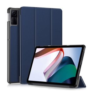 Tok álló, bőr hatású (aktív FLIP, oldalra nyíló, TRIFOLD, asztali tartó) SÖTÉTKÉK Xiaomi Redmi Pad SE