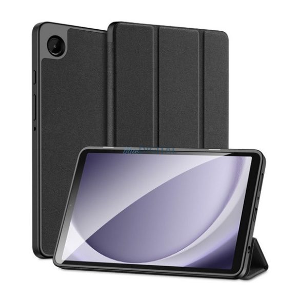 DUX DUCIS DOMO tok álló, bőr hatású (aktív FLIP, oldalra nyíló, TRIFOLD, asztali tartó funkció, textil minta) FEKETE Samsung Galaxy Tab A9 LTE (SM-X115), Galaxy Tab A9 WIFI (SM-X110)