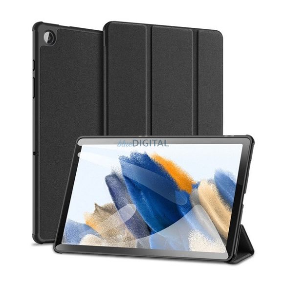 DUX DUCIS DOMO tok álló, bőr hatású (aktív FLIP, oldalra nyíló, TRIFOLD, asztali tartó funkció, textil minta) FEKETE Samsung Galaxy Tab A9 Plus 5G (SM-X216), Galaxy Tab A9 Plus WIFI (SM-X210)