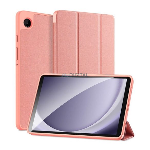 DUX DUCIS DOMO tok álló, bőr hatású (aktív FLIP, oldalra nyíló, TRIFOLD, asztali tartó funkció, textil minta) RÓZSASZÍN Samsung Galaxy Tab A9 LTE (SM-X115), Galaxy Tab A9 WIFI (SM-X110)