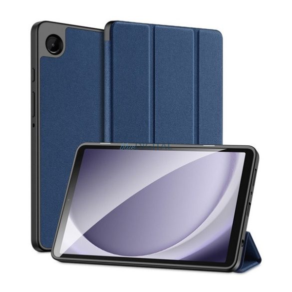DUX DUCIS DOMO tok álló, bőr hatású (aktív FLIP, oldalra nyíló, TRIFOLD, asztali tartó funkció, textil minta) SÖTÉTKÉK Samsung Galaxy Tab A9 LTE (SM-X115), Galaxy Tab A9 WIFI (SM-X110)
