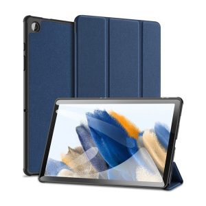 DUX DUCIS DOMO tok álló, bőr hatású (aktív, oldalra nyíló, TRIFOLD, asztali tartó, textil minta) SÖTÉTKÉK Samsung Galaxy Tab A9 Plus 5G (SM-X216), Galaxy Tab A9 Plus WIFI (SM-X210)