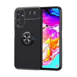   Szilikon telefonvédő (asztali tartó, tartógyűrű, 360°, mágneses) FEKETE Samsung Galaxy A25 5G (SM-A256)