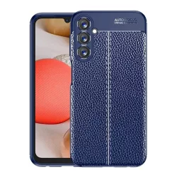   Szilikon telefonvédő (közepesen ütésálló, bőr hatású, varrás minta) SÖTÉTKÉK Samsung Galaxy A25 5G (SM-A256)