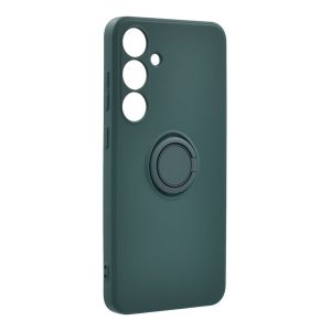 Szilikon telefonvédő (telefontartó gyűrű, mikrofiber plüss belső, beépített fémlemez, kamera védelem) SÖTÉTZÖLD Samsung Galaxy A15 (SM-A155), Galaxy A15 5G (SM-A156)