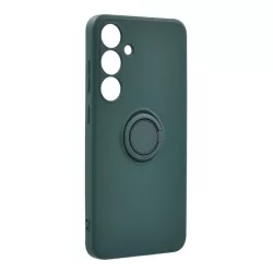   Szilikon telefonvédő (telefontartó gyűrű, mikrofiber plüss belső, beépített fémlemez, kamera védelem) SÖTÉTZÖLD Samsung Galaxy A25 5G (SM-A256)