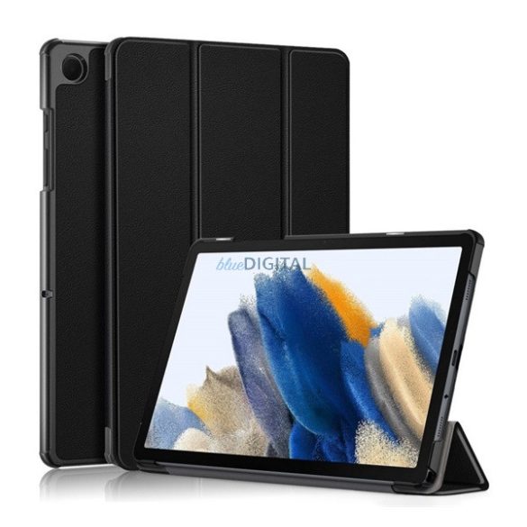 Tok álló, bőr hatású (aktív FLIP, oldalra nyíló, TRIFOLD asztali tartó funkció) FEKETE Samsung Galaxy Tab A9 Plus 5G (SM-X216), Galaxy Tab A9 Plus WIFI (SM-X210)