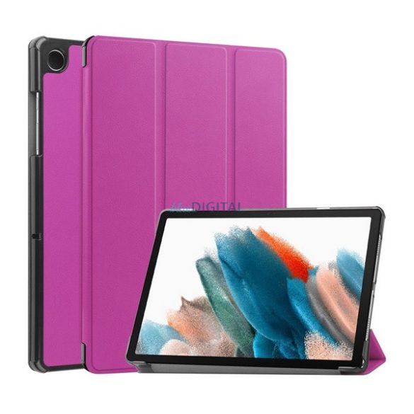 Tok álló, bőr hatású (aktív FLIP, oldalra nyíló, TRIFOLD asztali tartó funkció) LILA Samsung Galaxy Tab A9 LTE (SM-X115), Galaxy Tab A9 WIFI (SM-X110)