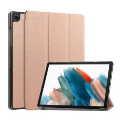   Tok álló, bőr hatású (aktív FLIP, oldalra nyíló, TRIFOLD, asztali tartó) ROZÉARANY Samsung Galaxy Tab A9 LTE (SM-X115), Galaxy Tab A9 WIFI (SM-X110)