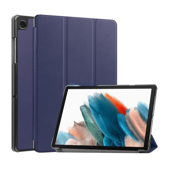 Tok álló, bőr hatású (aktív FLIP, oldalra nyíló, TRIFOLD asztali tartó funkció) SÖTÉTKÉK Samsung Galaxy Tab A9 LTE (SM-X115), Galaxy Tab A9 WIFI (SM-X110)