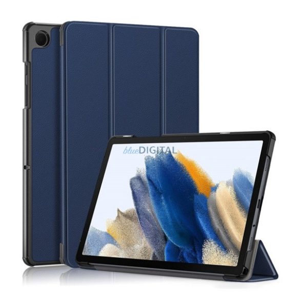 Tok álló, bőr hatású (aktív FLIP, oldalra nyíló, TRIFOLD asztali tartó funkció) SÖTÉTKÉK Samsung Galaxy Tab A9 Plus 5G (SM-X216), Galaxy Tab A9 Plus WIFI (SM-X210)