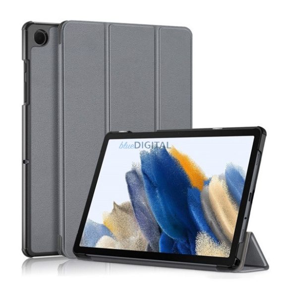 Tok álló, bőr hatású (aktív FLIP, oldalra nyíló, TRIFOLD asztali tartó funkció) SZÜRKE Samsung Galaxy Tab A9 Plus 5G (SM-X216), Galaxy Tab A9 Plus WIFI (SM-X210)