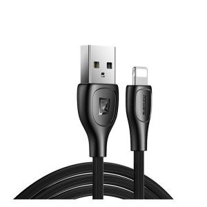 REMAX LESU PRO adatkábel (USB - lightning, 2.1A, gyorstöltő, 100cm, törésgátló) FEKETE