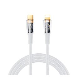   REMAX EXPLORE adatkábel (Type-C - lightning, 20W, gyorstöltő, 120cm, cipőfűző) FEHÉR