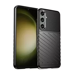   Szilikon telefonvédő (közepesen ütésálló, csíkos, dombor minta) FEKETE Samsung Galaxy S24 Plus (SM-S926)